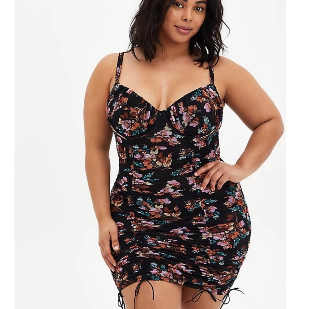 Torrid Floral Mesh Drawstring Chemise